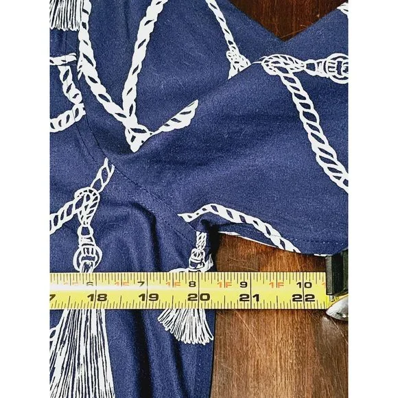 Chico's Button Down blouse size 12 nautical print quarter‎ sleeve flip cuff - Picture 11 of 11